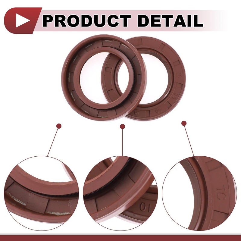 HEROFFIX Universal Oil Seal TC Seal Ring Rotary Shaft Seal 35x56x10mm High Pressure FKM Rubber Brown 2 Pcs - Image 5
